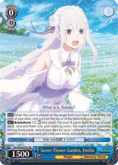 Secret Flower Garden Emilia SR RZ/S68-E053S SR Re:ZERO Memory Snow Card