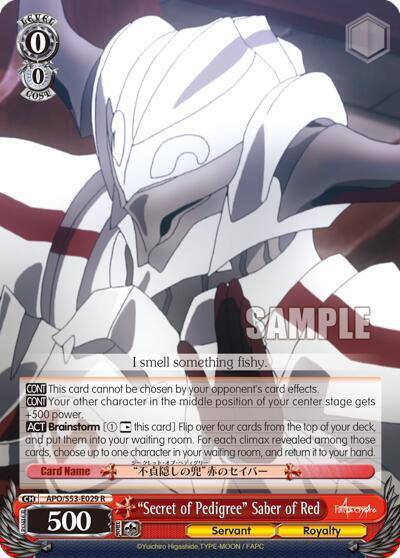 Secret of Pedigree Saber of Red APO/S53-E029 R Fate/Apocrypha Card