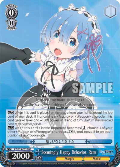 Seemingly Happy Behavior Rem RZ/S55-E057 RR Re:ZERO Vol.2 Card