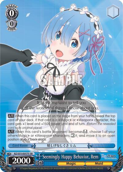 Seemingly Happy Behavior Rem SR RZ/S55-E057S SR Re:ZERO Vol.2 Card