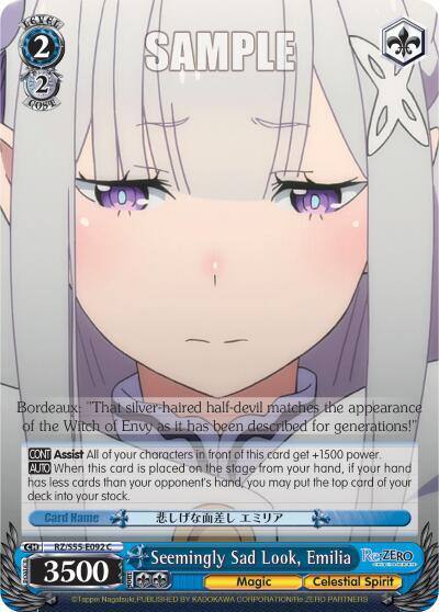 Seemingly Sad Look Emilia RZ/S55-E092 C Re:ZERO Vol.2 Card