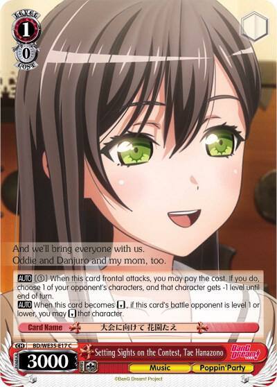 Setting Sights on the Contest Tae Hanazono Parallel Foil BD/WE35-E17 C Poppin’Party x Roselia Card