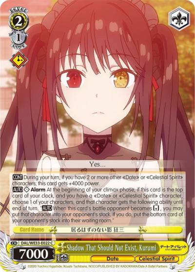 Shadow That Should Not Exist Kurumi DAL/WE33-E022 C Date A Bullet Card