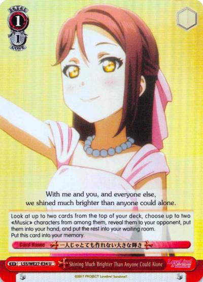 Shining Much Brighter Than Anyone Could Alone Parallel Foil LSS/WE27-E34 U Love Live! Sunshine!! Extra Booster Card