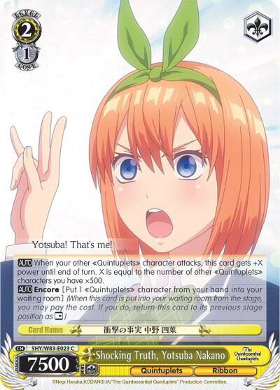 Shocking Truth Yotsuba Nakano 5HY/W83-E023 C The Quintessential Quintuplets Card