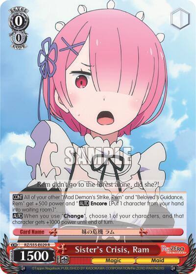 Sisters Crisis Ram RZ/S55-E029 R Re:ZERO Vol.2 Card