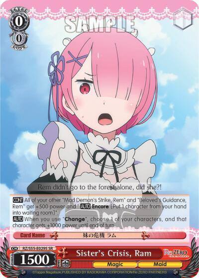Sisters Crisis Ram SR RZ/S55-E029S SR Re:ZERO Vol.2 Card