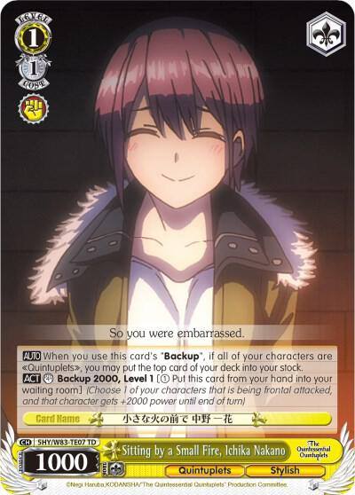 Sitting by a Small Fire Ichika Nakano 5HY/W83-TE07 TD The Quintessential Quintuplets Card