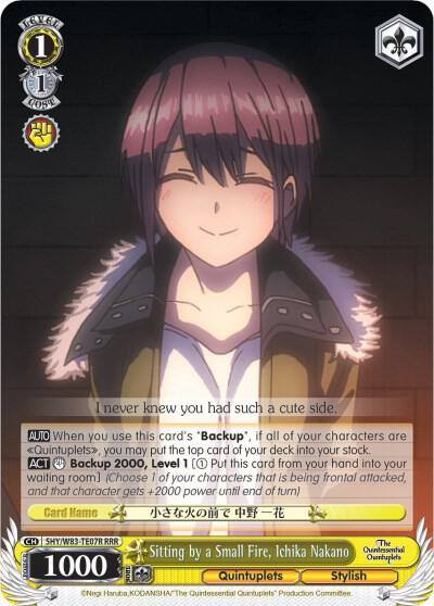 Sitting by a Small Fire Ichika Nakano RRR 5HY/W83-TE07R RRR The Quintessential Quintuplets Card