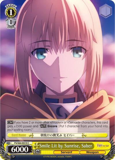 Smile Lit by Sunrise Saber FS/S64-E019 C Fate/stay night [Heaven’s Feel] Card
