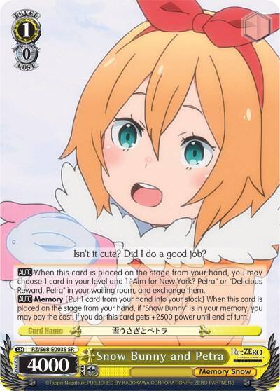 Snow Bunny and Petra SR RZ/S68-E003S SR Re:ZERO Memory Snow Card