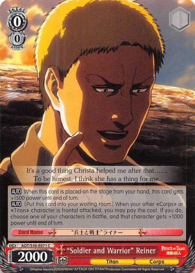 Soldier and Warrior Reiner AOT/S50-E071 C Attack on Titan Vol. 2 Card