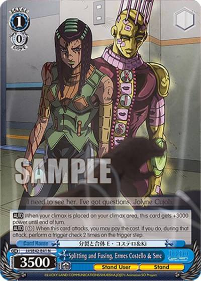 Splitting and Fusing Ermes Costello and Smc JJ/SE42-E41 N JoJo's Bizarre Adventure: Stone Ocean Premium Booster Card