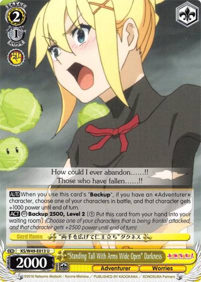Standing Tall With Arms Wide Open Darkness KS/W49-E013 U KonoSuba Card