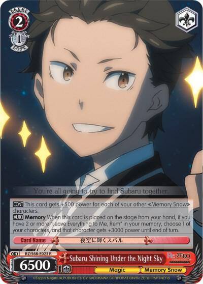 Subaru Shining Under the Night Sky RZ/S68-E023 R Re:ZERO Memory Snow Card