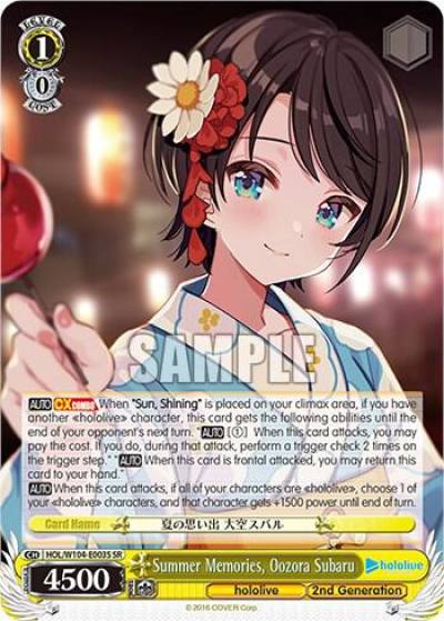 Summer Memories Oozora Subaru SR HOL/W104-E003 SR hololive production Vol.2 Card