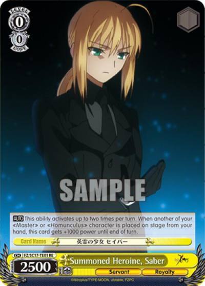 Summoned Heroine Saber FZ/SC17-TE01 RE Fate/Zero Chronicle Set Card