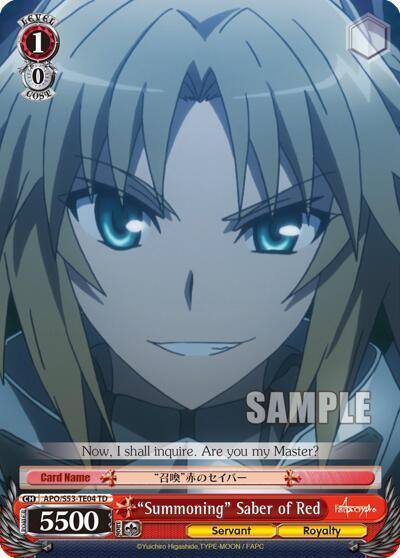 Summoning Saber of Red APO/S53-TE04 TD Fate/Apocrypha Card