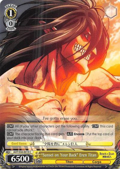 Sunset on Your Back Eren Titan AOT/S50-E019 C Attack on Titan Vol. 2 Card