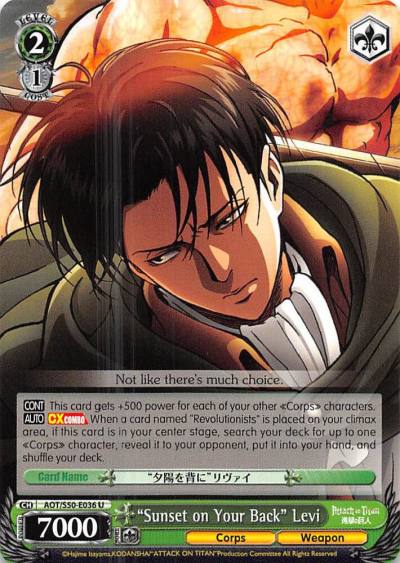 Sunset on Your Back Levi AOT/S50-E036 U Attack on Titan Vol. 2 Card
