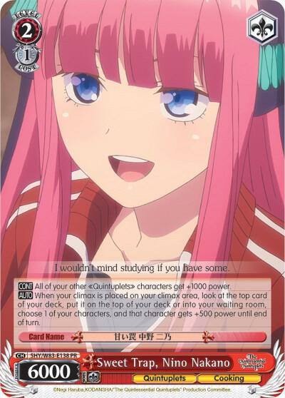 Sweet Trap Nino Nakano 5HY/W83-E138 PR The Quintessential Quintuplets Card