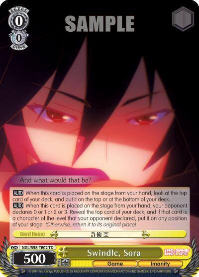 Swindle Sora NGL/S58-TE02 TD No Game No Life Card