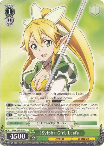 Sylph Girl Leafa SAO/S47-E040 C Sword Art Online Re: Edit Card
