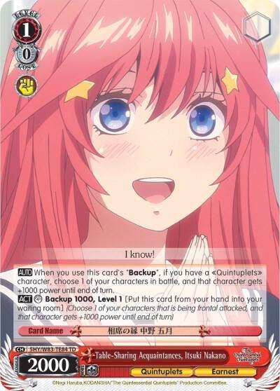 Table Sharing Acquaintances Itsuki Nakano 5HY/W83-TE84 TD The Quintessential Quintuplets Card