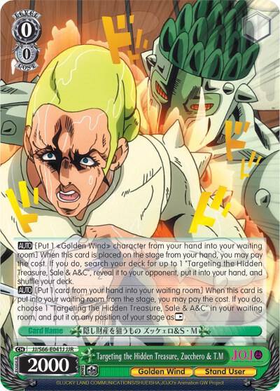 Targeting the Hidden Treasure Zucchero and TM JJR Gold Stamp JJ/S66-E041J JJR JoJo's Bizarre Adventure: Golden Wind Card
