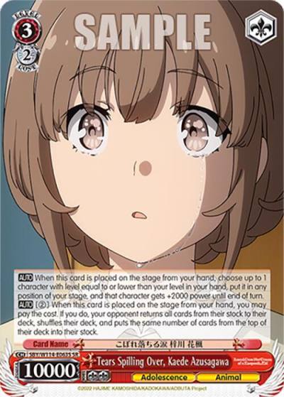 Tears Spilling Over Kaede Azusagawa SR SBY/W114-E063S SR Rascal Does Not Dream Series Card