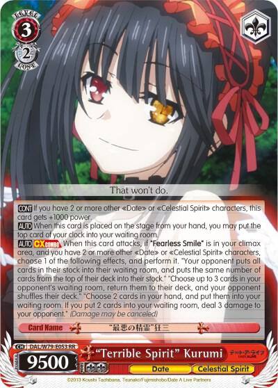 Terrible Spirit Kurumi DAL/W79-E053 RR Date A Live Card