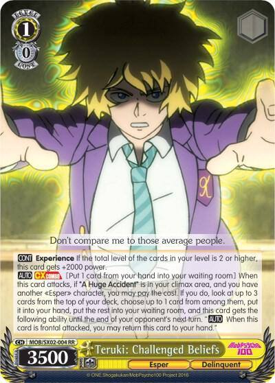 Teruki Challenged Beliefs MOB/SX02-004 RR Mob Psycho 100 Card