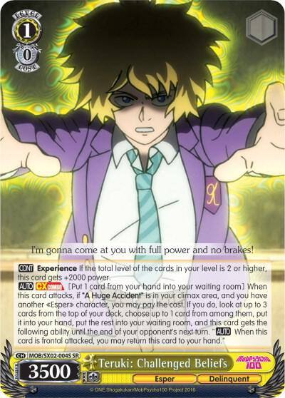 Teruki Challenged Beliefs SR MOB/SX02-004S SR Mob Psycho 100 Card