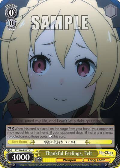 Thankful Feelings Felt RZ/S46-E017 C Re:ZERO Card