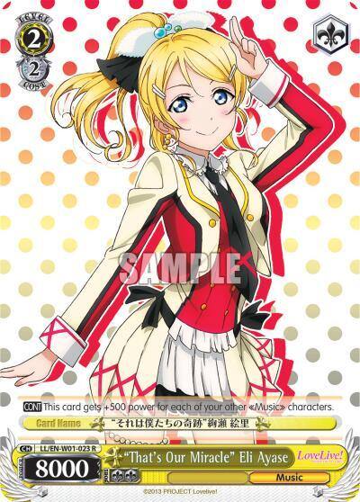 Thats Our Miracle Eli Ayase LL/EN-W01-023 R Love Live! DX Card