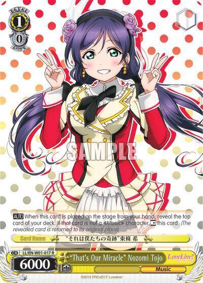Thats Our Miracle Nozomi Tojo LL/EN-W01-017 R Love Live! DX Card