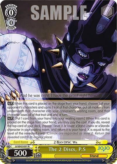 The 2 Discs PS JJ/SE42-E01 N JoJo's Bizarre Adventure: Stone Ocean Premium Booster Card