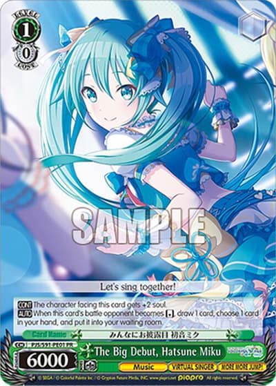 The Big Debut, Hatsune Miku (PR) PJS/S91-PE01 PR HATSUNE MIKU: COLORFUL STAGE! Weiss Schwarz card