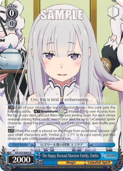 The Happy Roswaal Mansion Family Emilia RZ/S55-E065 R Re:ZERO Vol.2 Card