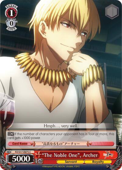 The Noble One Archer FZ/S17-E075 C Fate/Zero Card