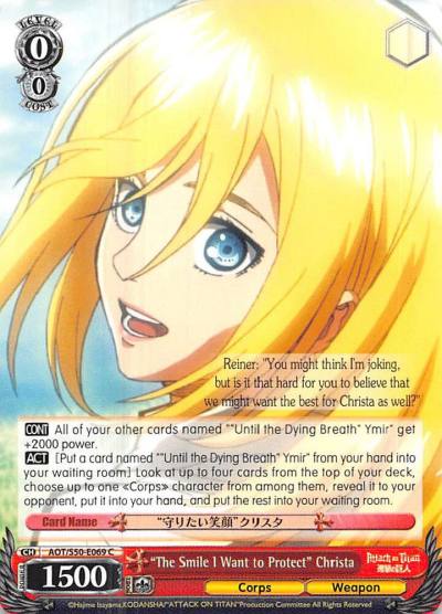 The Smile I Want to Protect Christa AOT/S50-E069 C Attack on Titan Vol. 2 Card