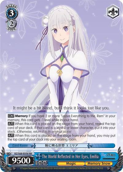 The World Reflected in Her Eyes Emilia RZ/S68-E056 RR Re:ZERO Memory Snow Card