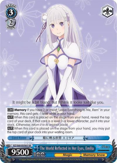 The World Reflected in Her Eyes Emilia SR RZ/S68-E056S SR Re:ZERO Memory Snow Card