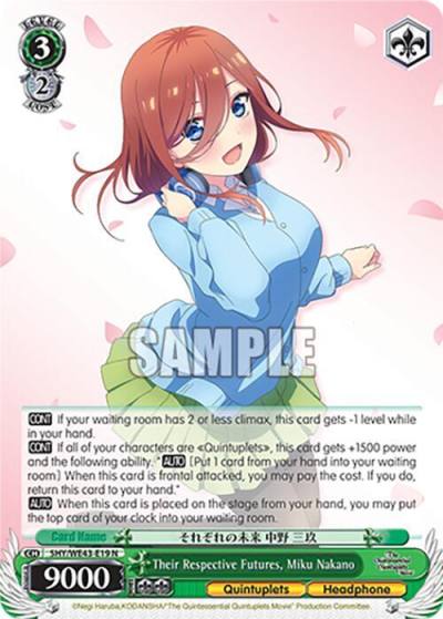 Their Respective Futures Miku Nakano 5HY/WE43-E19 N The Quintessential Quintuplets Specials Premium Booster Card