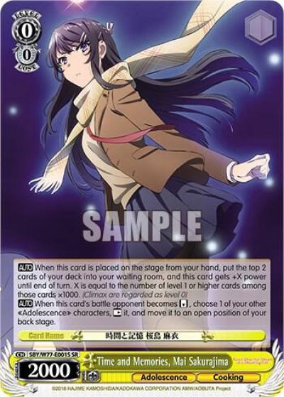 Time and Memories Mai Sakurajima SR SBY/W77-E001S SR Rascal Does Not Dream of a Dreaming Girl Card