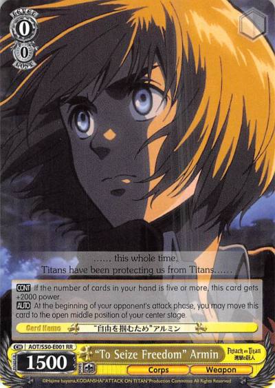 To Seize Freedom Armin AOT/S50-E001 RR Attack on Titan Vol. 2 Card