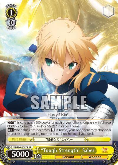Tough Strength Saber SR FS/S36-E007S SR Fate/stay night [Unlimited Blade Works] Vol. II Card