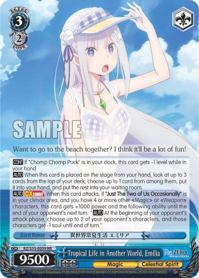 Tropical Life in Another World Emilia RZ/S55-E059 RR Re:ZERO Vol.2 Card