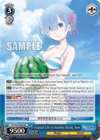 Tropical Life in Another World Rem RZ/S55-E060 RR Re:ZERO Vol.2 Card