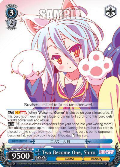 Two Become One Shiro NGL/S58-E081 RR No Game No Life Card
